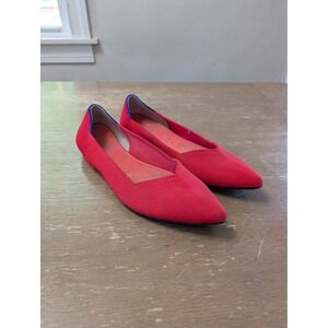 Rothys The Point Red Knit Pointed Toe Flats Womens 9.5 Sustainable Washable